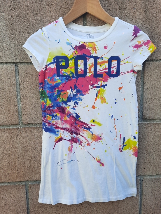 Polo Ralph Lauren Other - Polo Ralph Lauren Girl's Paint Splatter Spellout Artsy T-Shirt Dress Size 5
